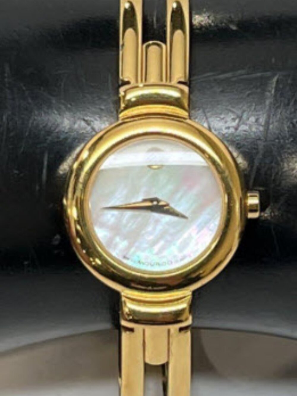 Authentic Movado Women’s Gold Bangle Watch - Mother of Pearl Museum Dial